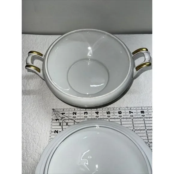 Lot Is 2 Bavaria Schirnding Serving Bowl with Lid #39 Floral White & Gold